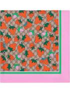 Gucci Gg Scarf With Gucci Strawberry Print - Pink