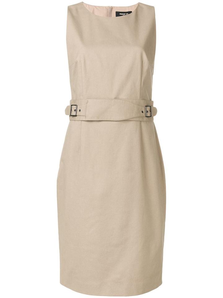 Paule Ka Belted Waist Dress - Brown