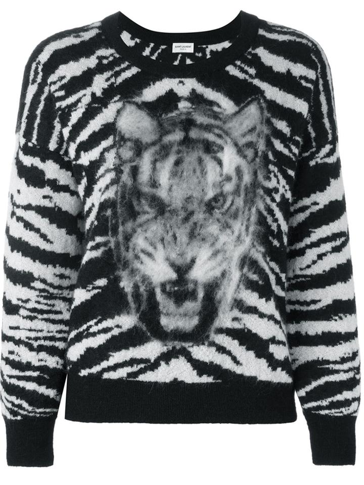 Saint Laurent Tiger Intarsia Jumper - Black