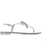 Giuseppe Zanotti Embellished Butterfly Thong Sandals - Silver