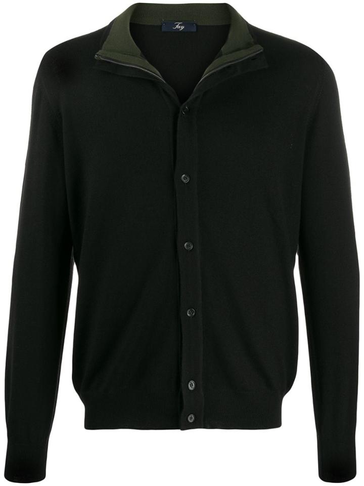 Fay Layered Knit Cardigan - Black