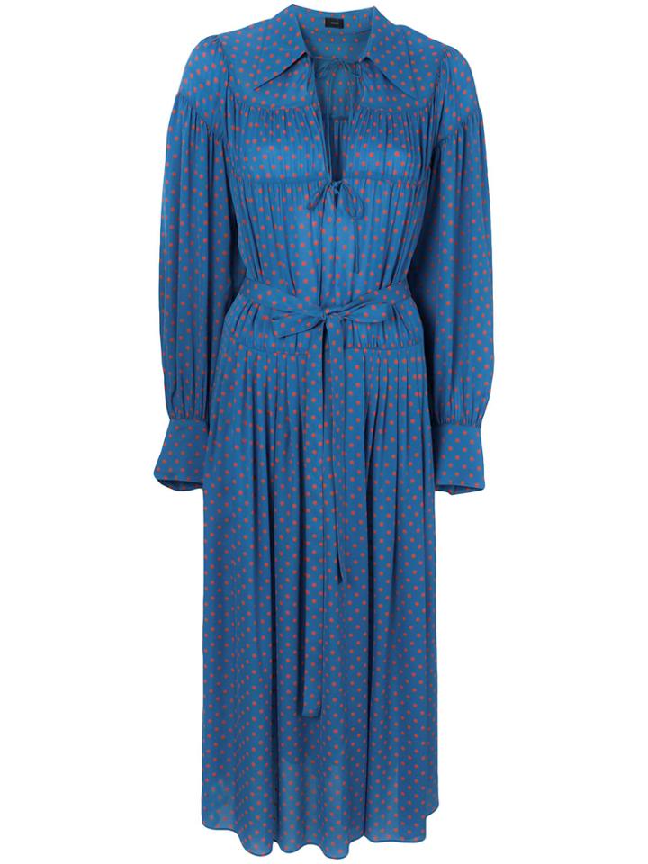 Joseph Polka Dot Tie Waist Maxi Dress - Blue