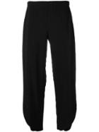Issey Miyake Pleated Cropped Trousers, Women's, Size: 3, Black, Polyester