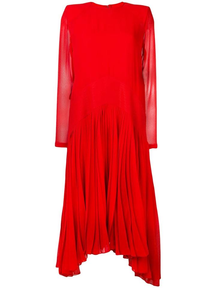 Givenchy Silk Pleated Dress - Red