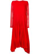 Givenchy Silk Pleated Dress - Red