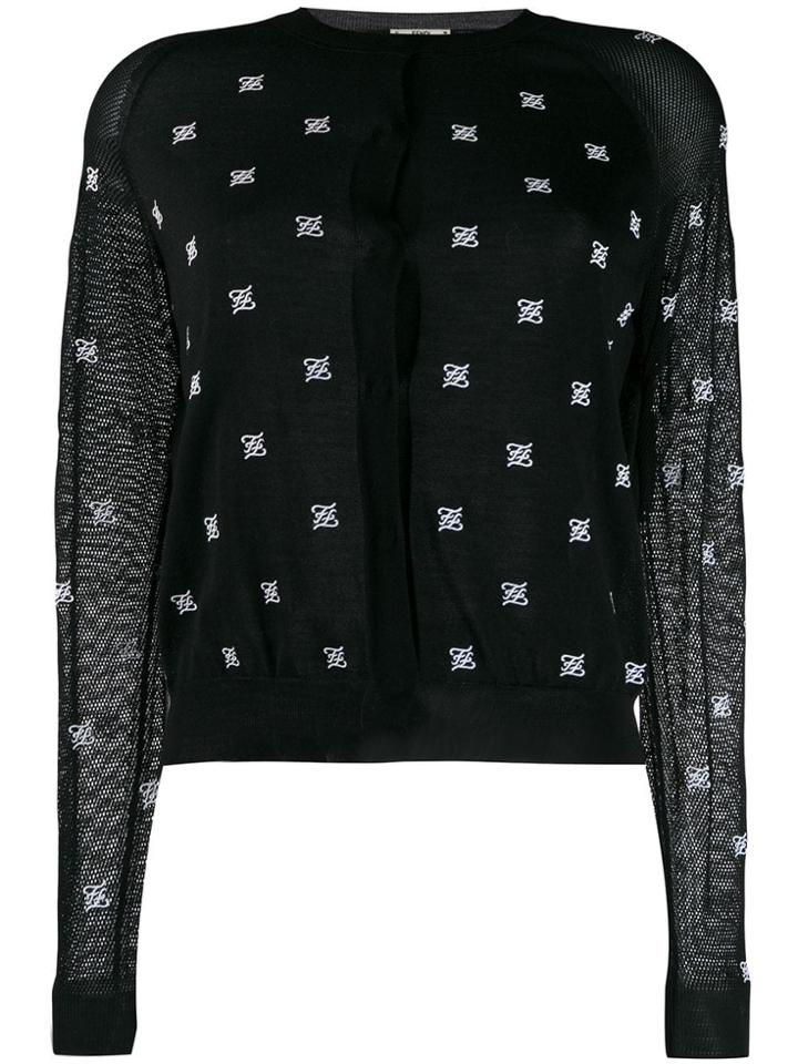 Fendi Round Neck Cardigan - Black