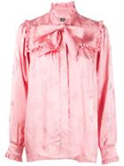 Alexa Chung Bow Print Pussybow Shirt - Pink
