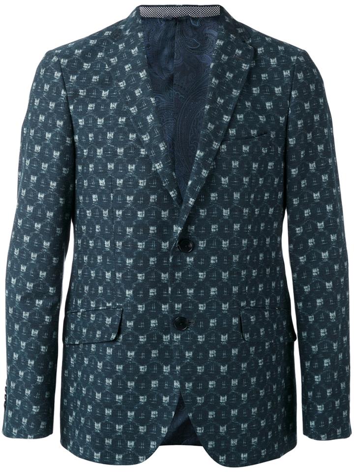 Etro Printed Two Button Blazer - Blue