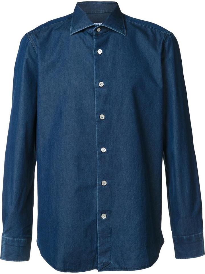Simeone Napoli Classic Denim Shirt, Men's, Size: 40, Blue, Cotton
