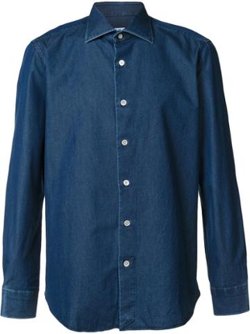Simeone Napoli Classic Denim Shirt, Men's, Size: 40, Blue, Cotton