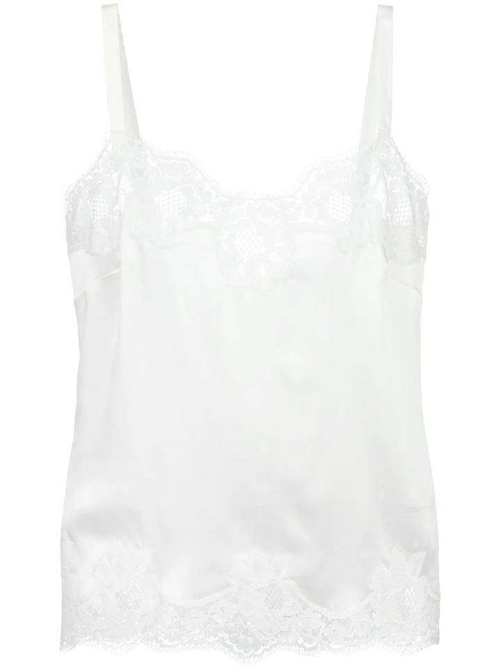 Dolce & Gabbana Lace Trim Camisole, Women's, Size: 1, White, Silk/cotton/polyamide/spandex/elastane
