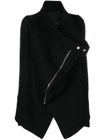 Rick Owens Asymmetric Zipped Coat - Black