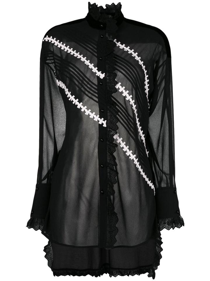 Philosophy Di Lorenzo Serafini Lace Trim Sheer Blouse - Black