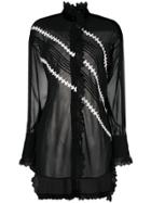 Philosophy Di Lorenzo Serafini Lace Trim Sheer Blouse - Black