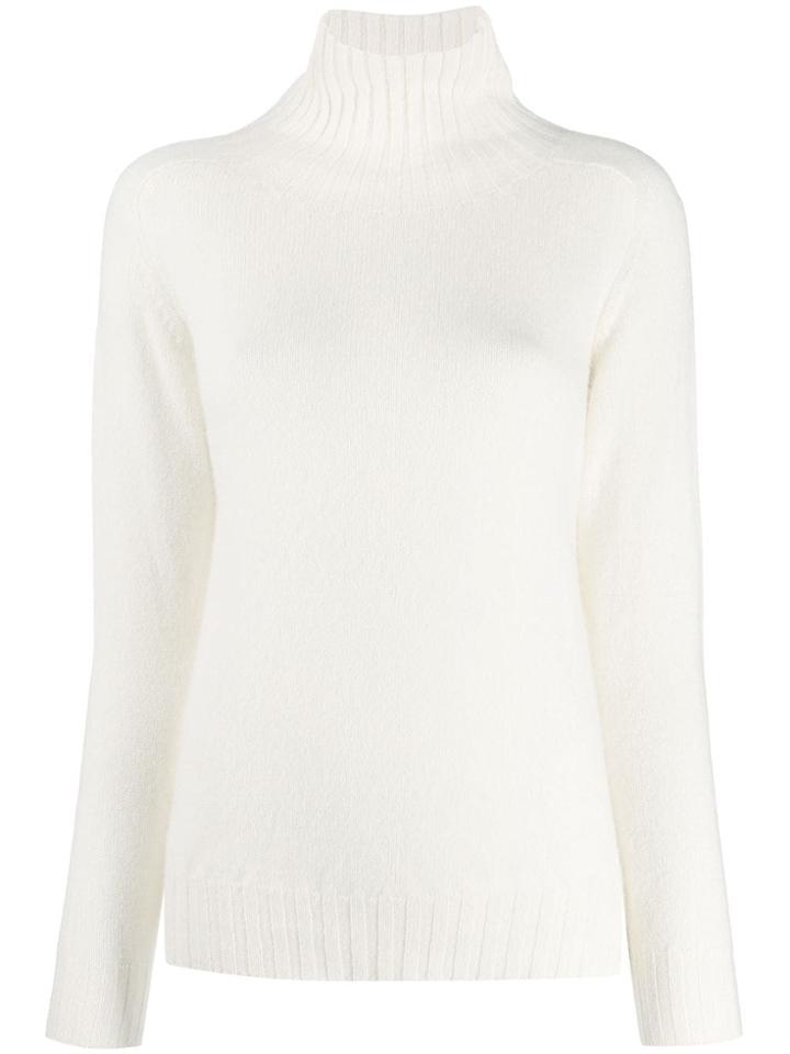 Zanone Ribbed High Neck Jumper - White