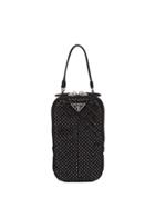 Prada Rhinestone-embellished Logo Handbag - Black