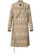 Uma Wang Striped Wrap Coat, Men's, Size: Large, Nude/neutrals, Cotton