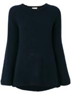 Fine Edge Curved Hem Jumper - Blue