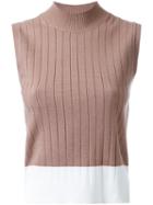 Loveless Ribbed Contrast Tank, Women's, Size: 34, Brown, Rayon/polyester/nylon