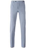 Pt01 Plaid Tapered Trousers, Men's, Size: 48, Blue, Cotton/spandex/elastane