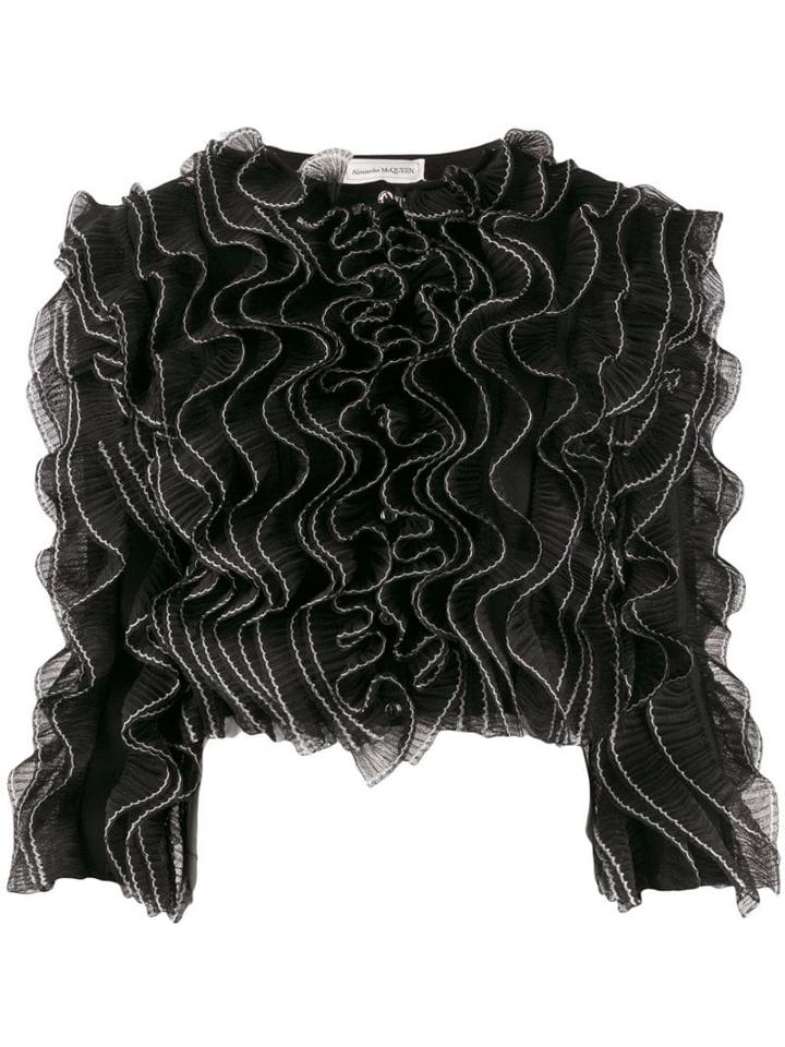 Alexander Mcqueen Pleated Ruffle Jacket - Black