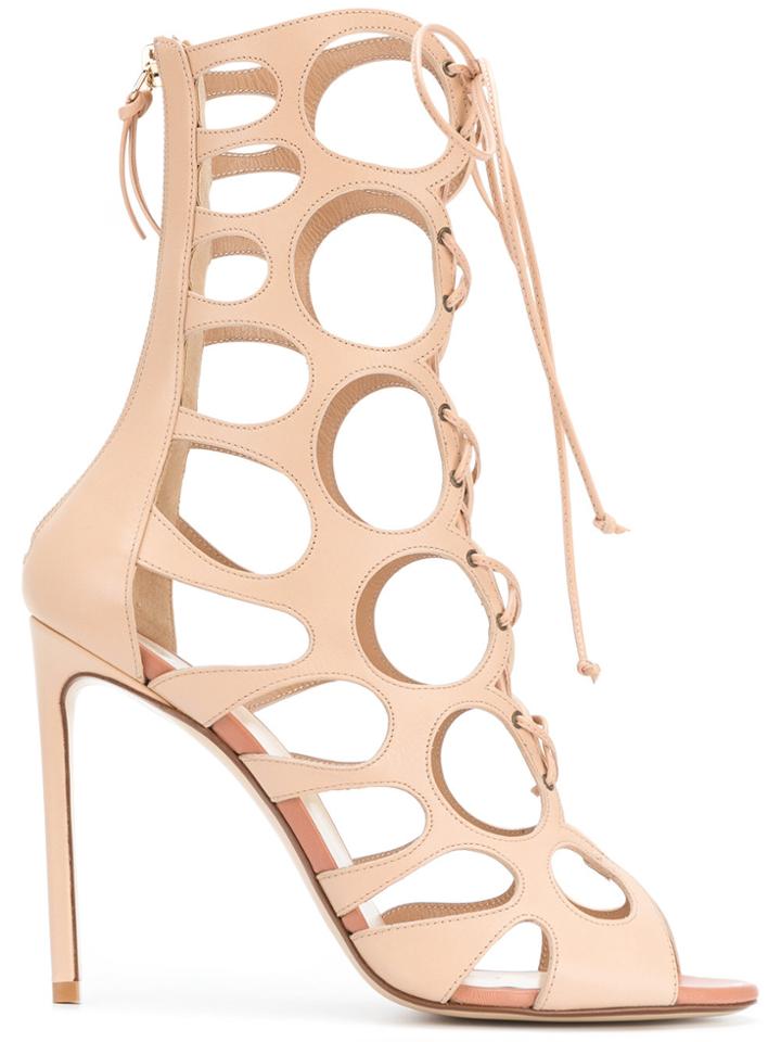 Francesco Russo Laser Cut Boot Sandals - Nude & Neutrals