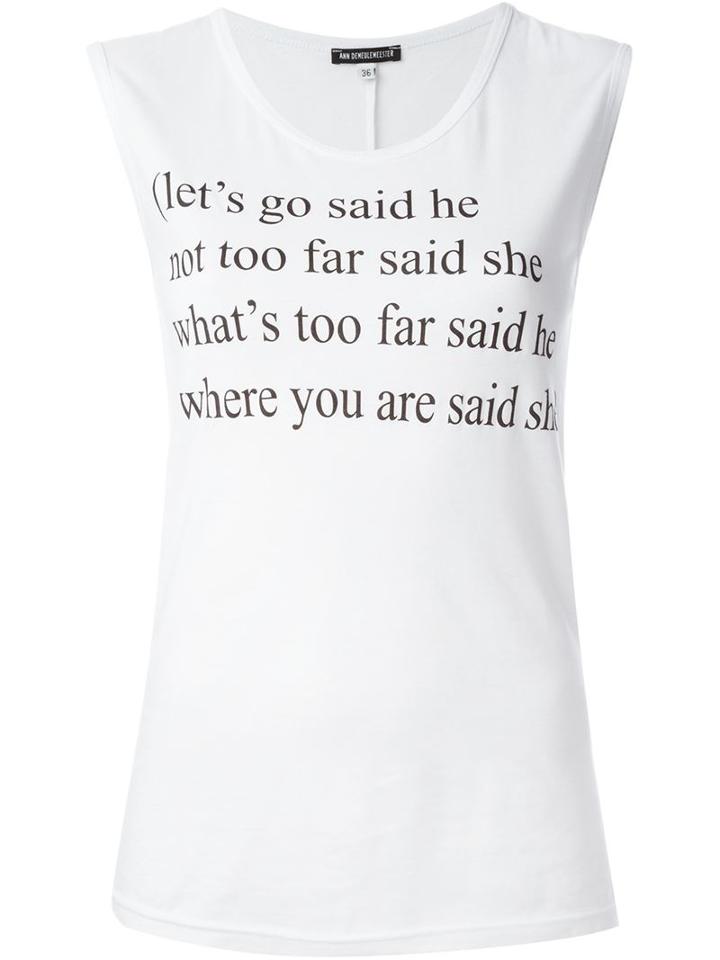 Ann Demeulemeester Poem Print Tank Top