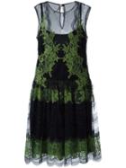 Alberta Ferretti Lace Detailing Sheer Dress, Women's, Size: 46, Black, Polyamide/rayon/cotton/other Fibers