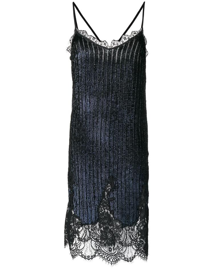 Semicouture Sequined Lacework Midi Dress - Blue
