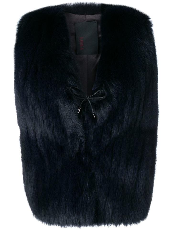 Liska Slim-fit Fur Gilet - Black