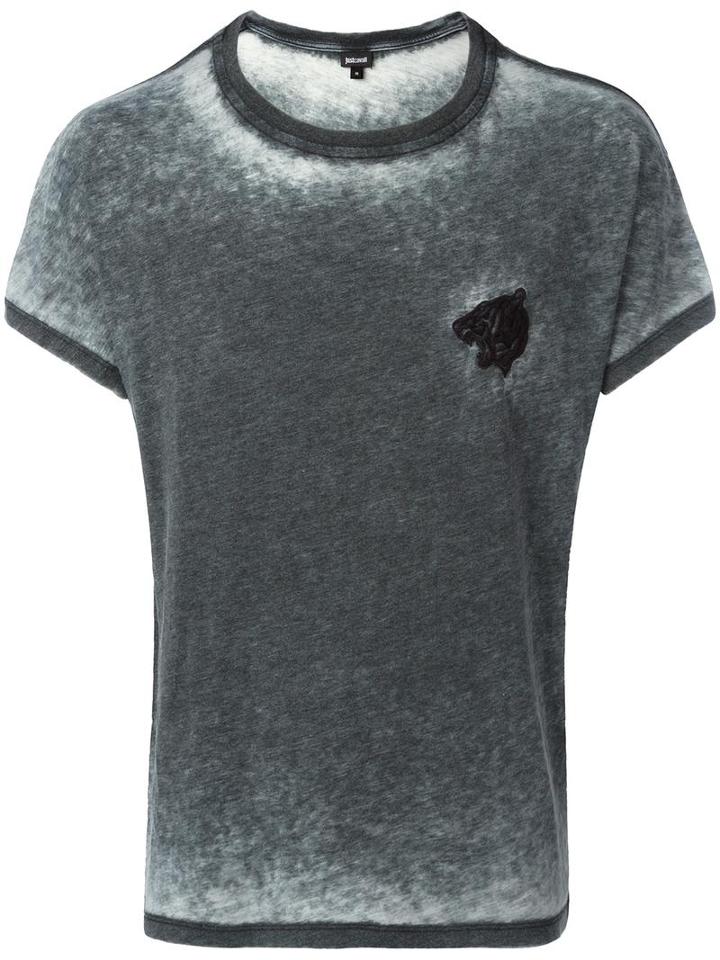 Just Cavalli Tiger Embroidery T-shirt, Men's, Size: Small, Grey, Cotton/polyester