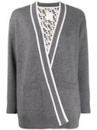 Sandro Paris Striped Trim Cardigan - Grey