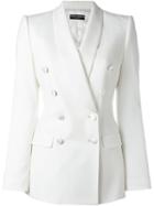 Dolce & Gabbana Double Breasted Blazer, Women's, Size: 44, White, Silk/polyamide/spandex/elastane/virgin Wool