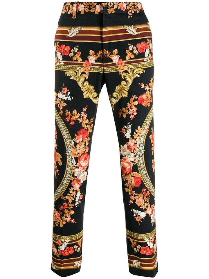 Dolce & Gabbana Floral Straight-leg Trousers - Black