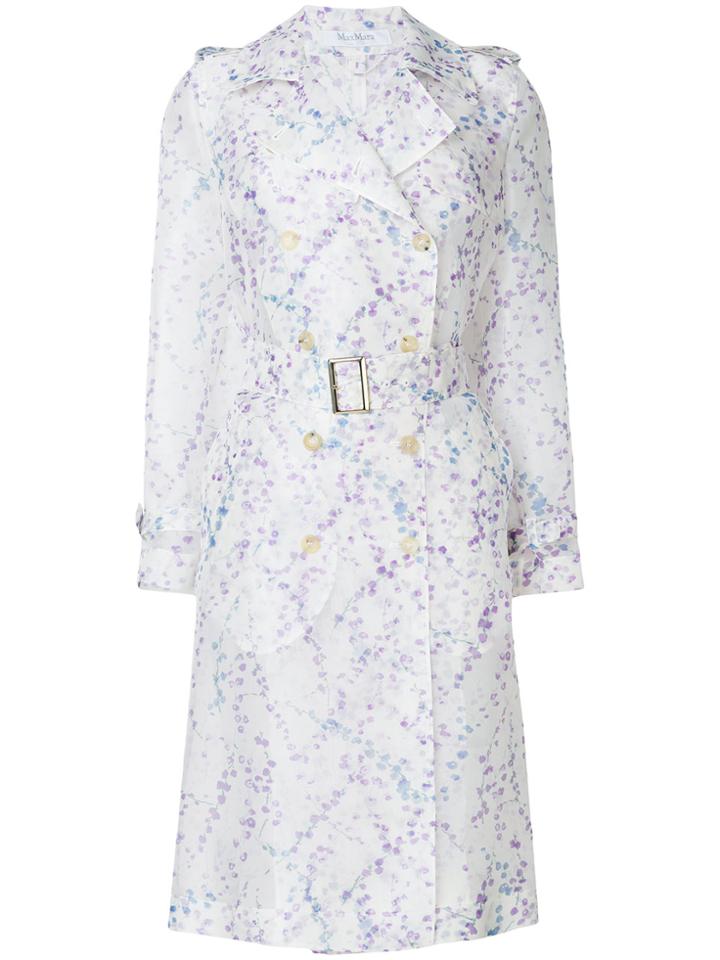 Max Mara Double-breasted Printed Trench Coat - White