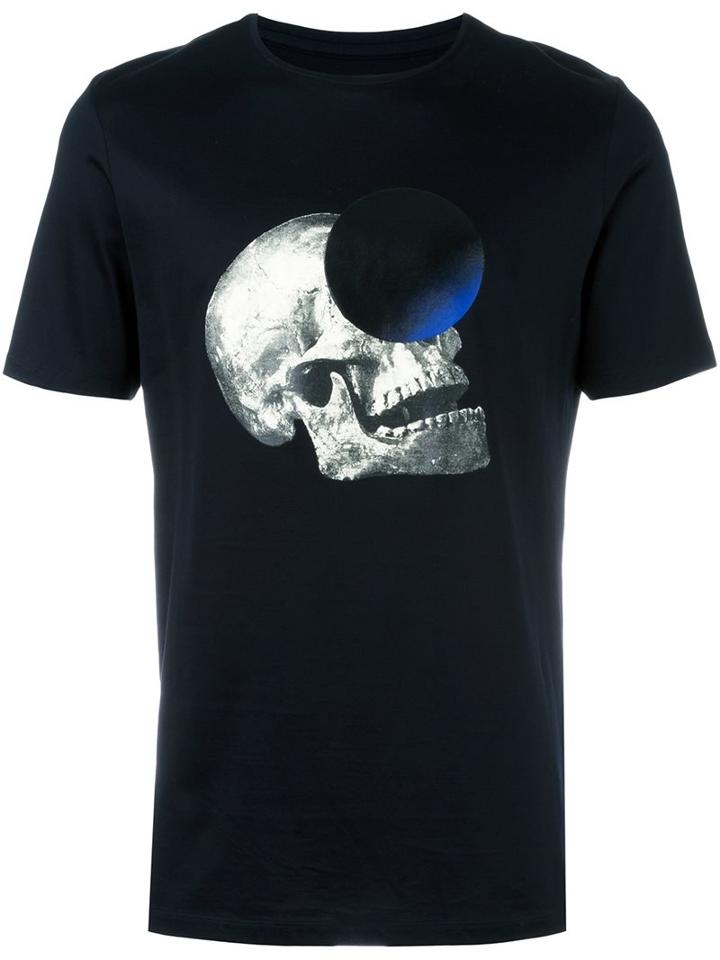 Cy Choi Skull Print T-shirt, Men's, Size: Medium, Black, Cotton