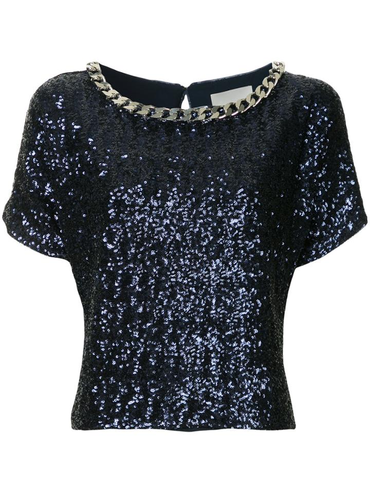 Ingie Paris Chain Detail Cropped Top - Metallic