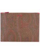 Etro Top Zip Flat Clutch, Women's, Cotton/polyester/polyurethane/pvc