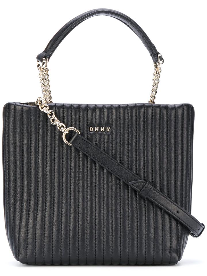 Dkny Quilted Pinstripe Tote - Black