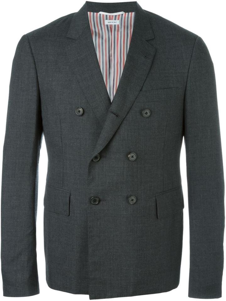 Thom Browne Double-breasted Blazer, Men's, Size: 4, Grey, Cupro/wool