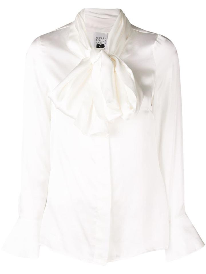Edward Achour Paris Pussy Bow Blouse - White