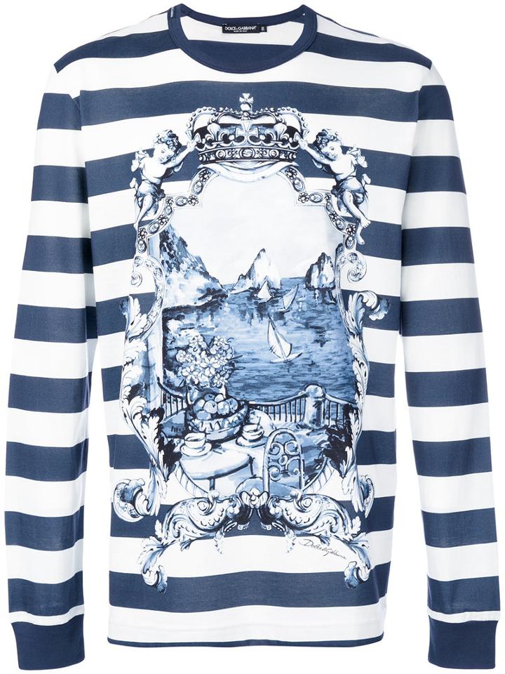 Dolce & Gabbana - Marina Print Long Sleeve Top - Men - Cotton - 48, Blue, Cotton