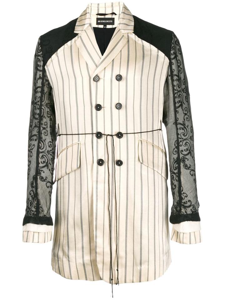 Ann Demeulemeester Contrast Sleeve Striped Blazer - Neutrals