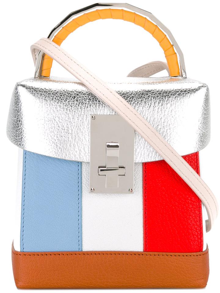 The Volon Colour Block Mini Tote, Women's, Grey, Lamb Skin/goat Skin/leather