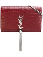 Saint Laurent Crocodile Embossed 'kate' Clutch - Red