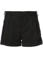 Saint Laurent Foldover Hem Shorts - Black