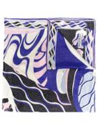 Emilio Pucci Hanami Print Wool And Silk Scarf - Blue