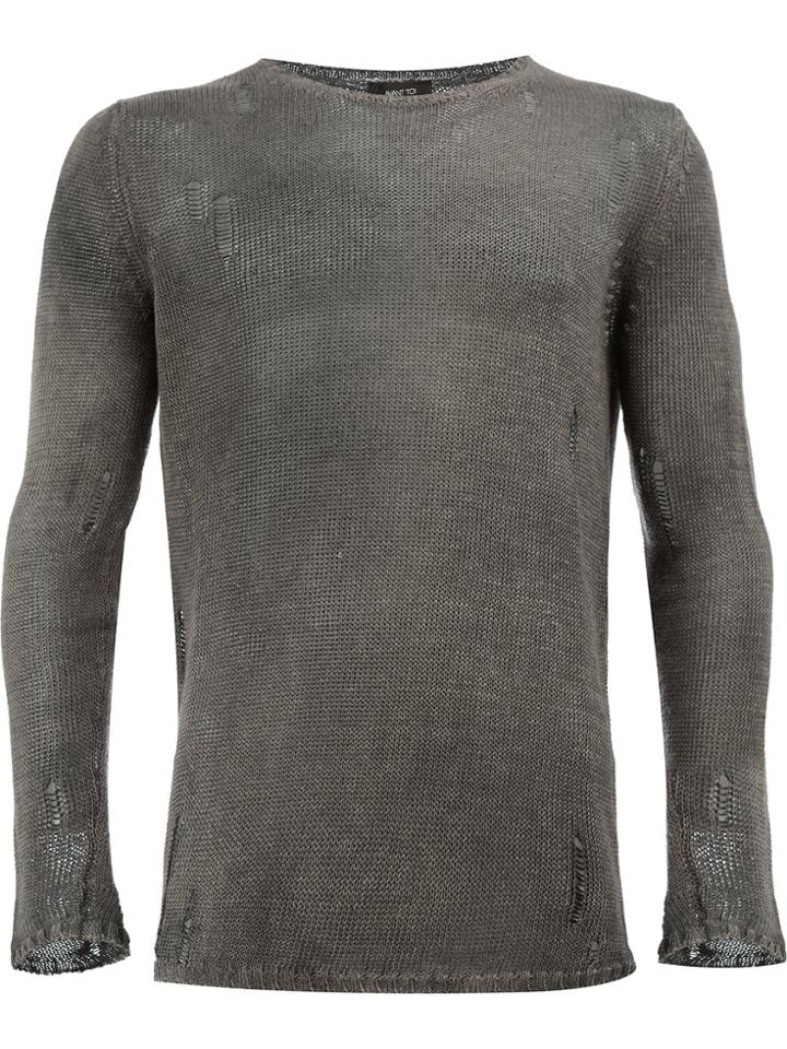Avant Toi Distressed Knit Jumper - Grey
