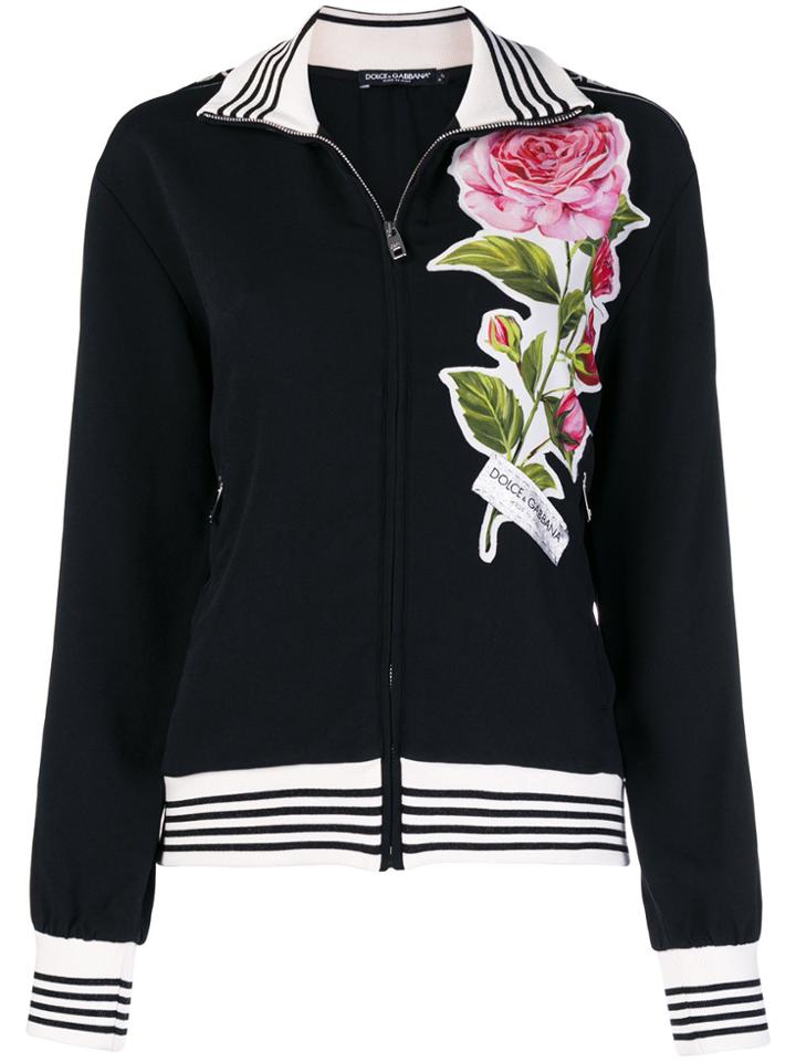 Dolce & Gabbana Flower Zipped Jacket - Black