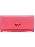 Prada Foldover Continental Wallet - Pink & Purple